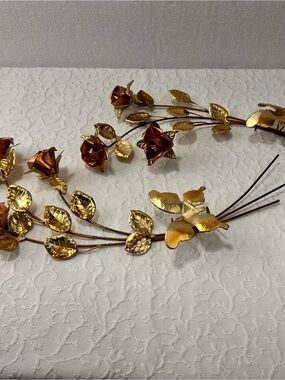Gold and Copper Metal Rose Hair Vine - Women Accessories